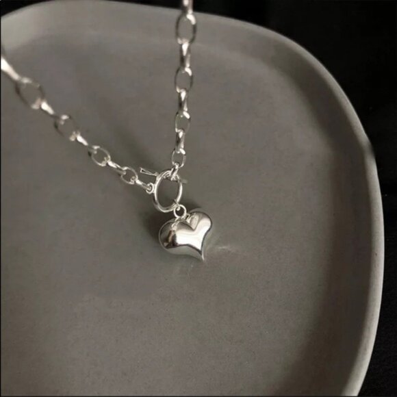 18” LOVE HEART 925 STERLING SILVER NECKLACE, NICE NECKLACE, CUTE NECKLACE - Picture 4 of 6